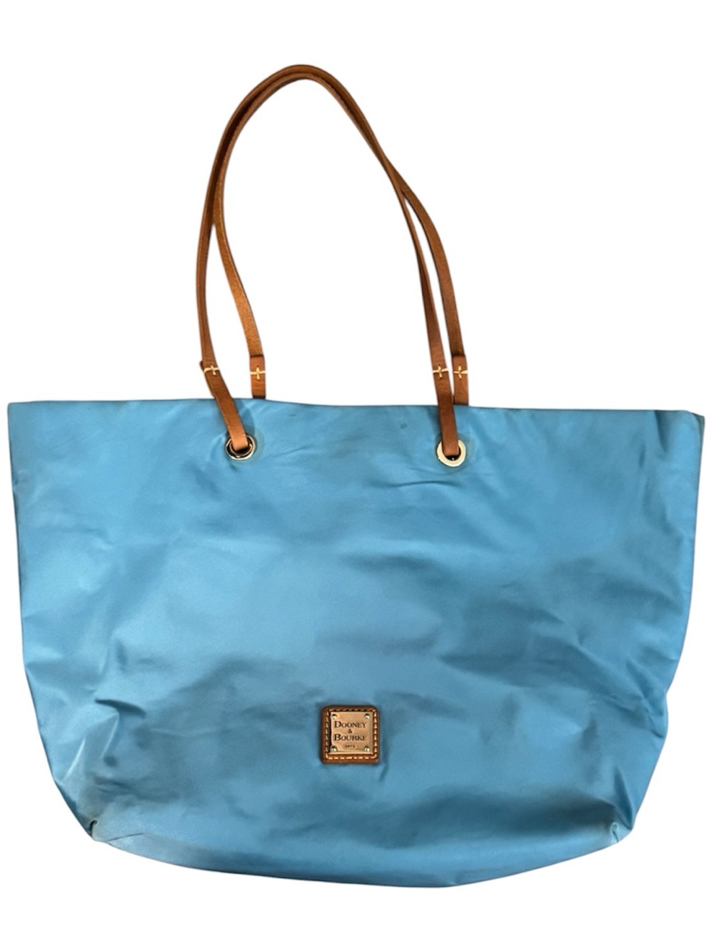 Dooney & Bourke Sky Blue Tote with Tan Handles